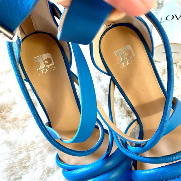 Joe’s Jeans Robbie Blue Leather Strappy Heels 6.5M - Picture 7 of 9